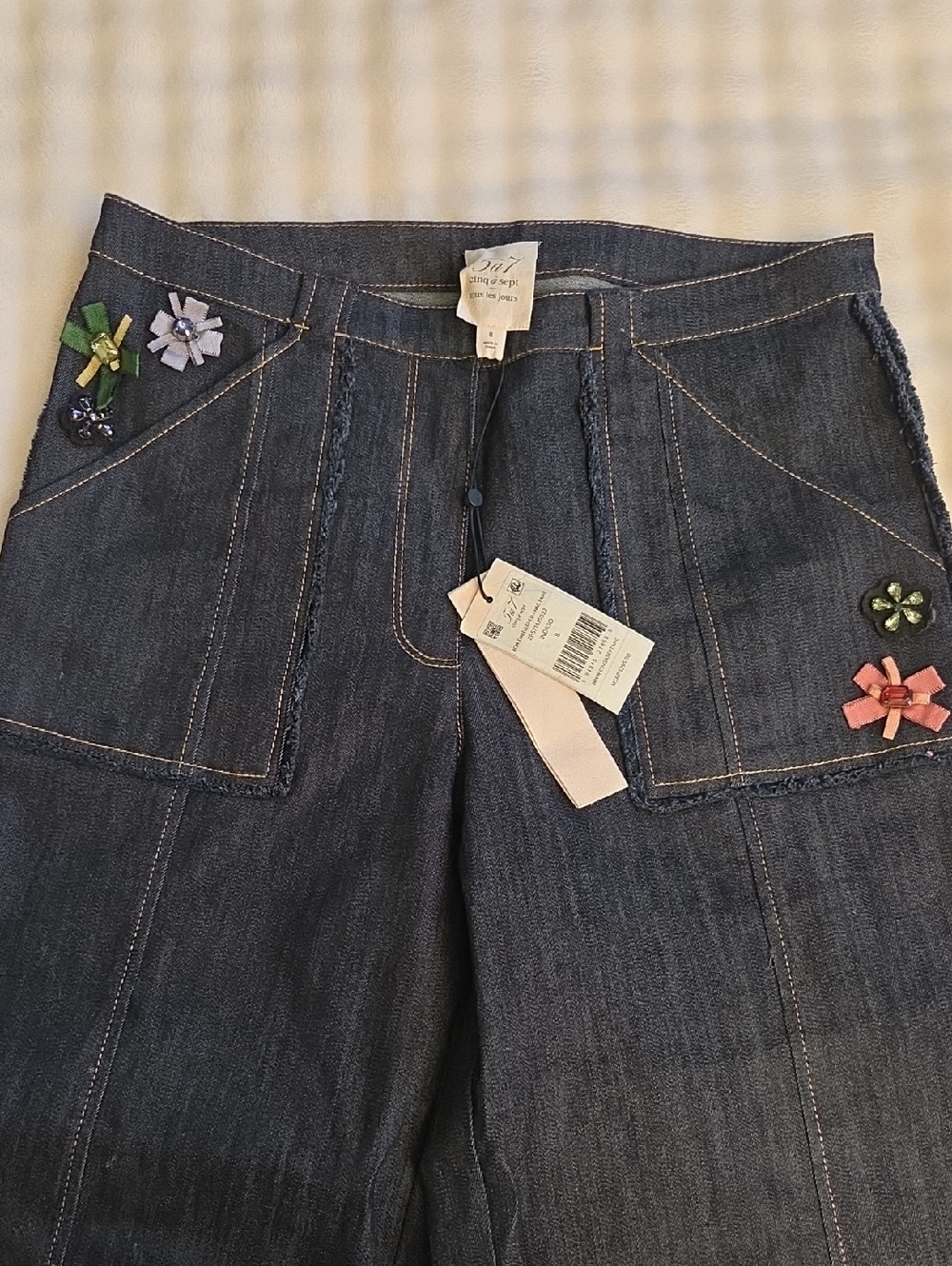 Dark Blue Women's Embroidered Pocket Jeans - Cniq A Sept